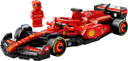 LEGO Ferrari SF-24 77242 vista lateral mostrando alerón trasero, alerones laterales y detalles F1 2024

