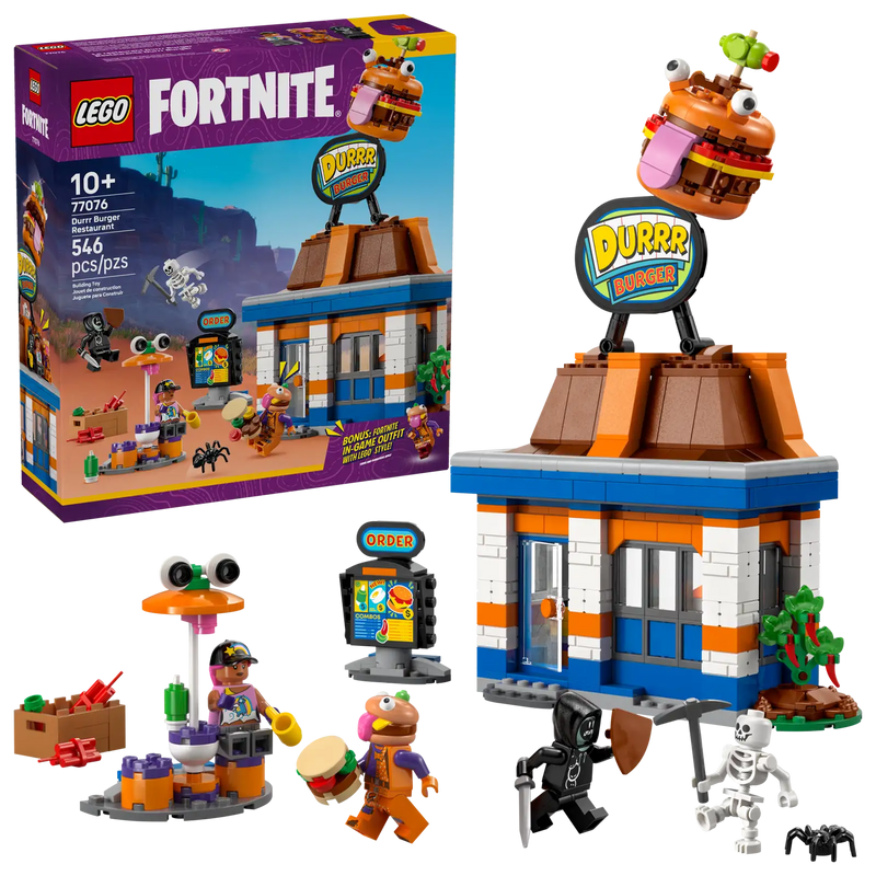LEGO Fortnite 77076 Restaurante Hamburrrguesa completo con terraza y figuras
