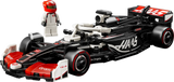 LEGO Haas VF-24 montado con piloto y casco rojo
