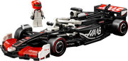 LEGO Haas VF-24 montado con piloto y casco rojo
