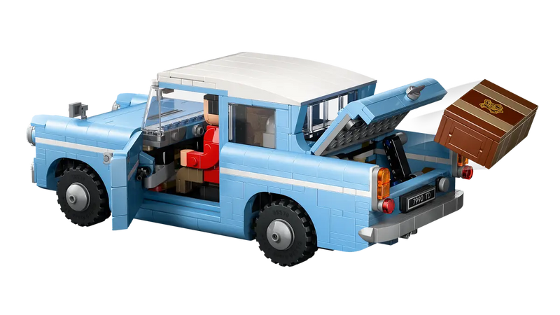 LEGO Harry Potter Ford Anglia 76470 azul completo con puertas abiertas, maletero, baúl y Hedwig jaula
