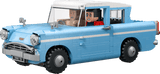 LEGO Harry Potter Ford Anglia 76470 vista frontal azul turquesa con Ron, Harry, matrícula 7990 TD
