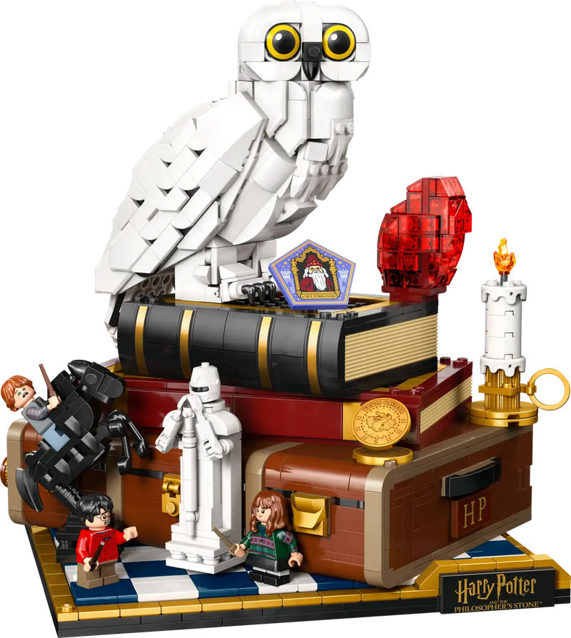 LEGO Harry Potter Piedra Filosofal 76466 completo con Hedwig 24cm, Harry, Hermione, Ron y baúl HP
