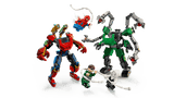 LEGO Marvel 76338 batalla armaduras Spider-Man rojo con cañones vs Doc Ock verde con tentáculos articulados

