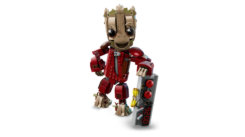 LEGO Marvel 76341 Groot figura completa traje rojo Saqueador con detonador, brazos y dedos articulados
