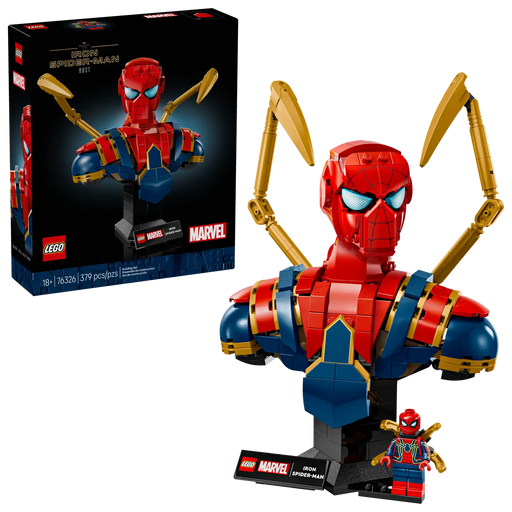 LEGO Marvel Busto de Iron Spider-Man 76326 - Maqueta coleccionable de 379 piezas con brazos mecánicos móviles y cabeza giratoria para adultos
