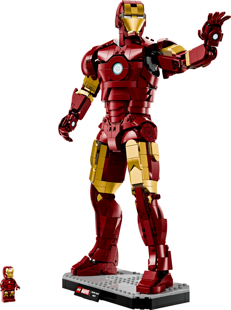 LEGO Marvel Iron Man 76344 figura 38cm articulada roja dorada lacada con base, reactor ARC y minifigura
