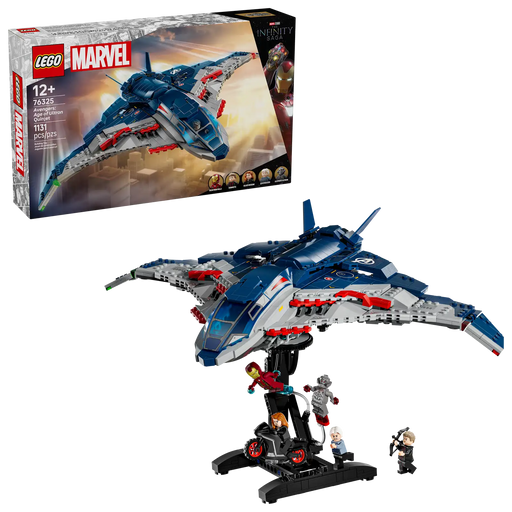 LEGO Marvel Quinjet de Vengadores Era de Ultrón 76325 - Maqueta de 1131 piezas con soporte giratorio y 5 minifiguras incluidas
