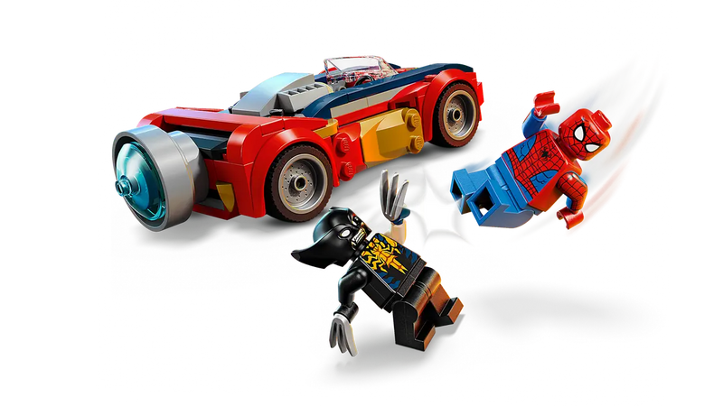 LEGO Marvel Spider-Man 76336 coche con Spider-Man piloto, Lobezno Venomizado y proyectiles azules


