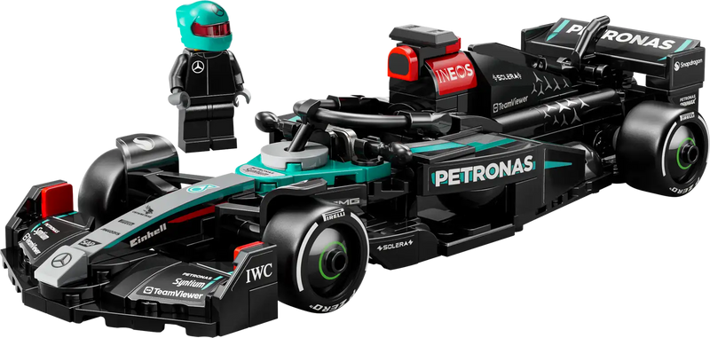 LEGO Mercedes W15 con piloto PETRONAS y cockpit abierto