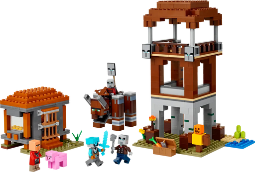 LEGO Minecraft torre de 3 niveles con trampas, estandartes y cofre con accesorios