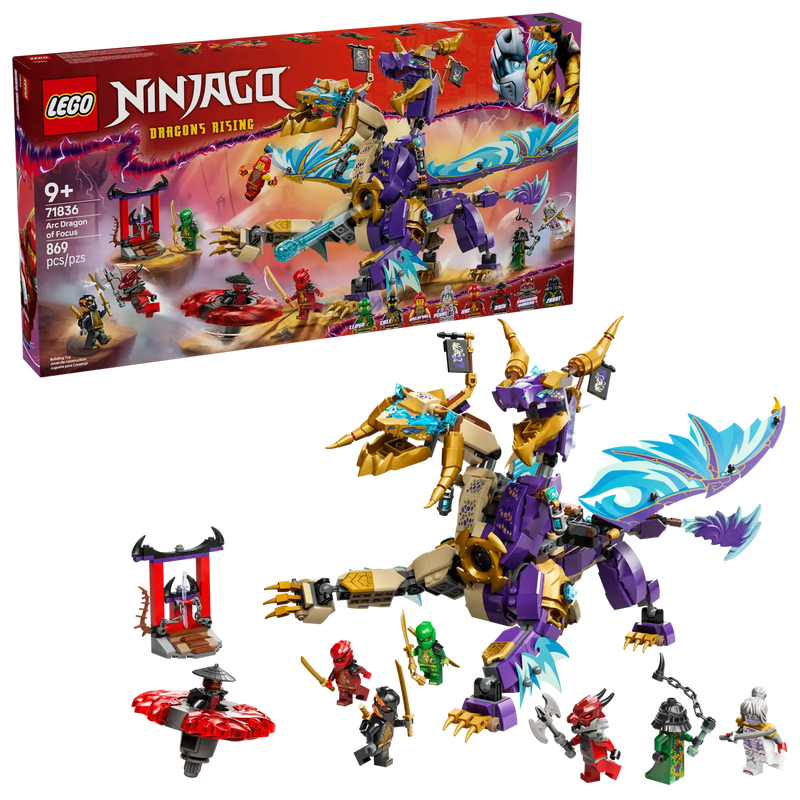 LEGO NINJAGO Dragón de la Concentración Arc 71836 con dragón de 2 cabezas articulado y 8 minifiguras ninja
