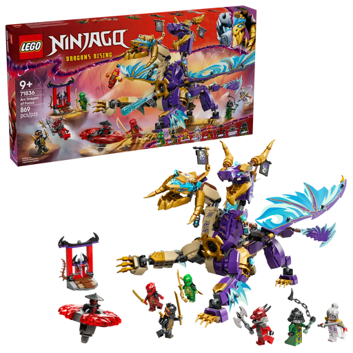 LEGO NINJAGO Dragón de la Concentración Arc 71836 con dragón de 2 cabezas articulado y 8 minifiguras ninja
