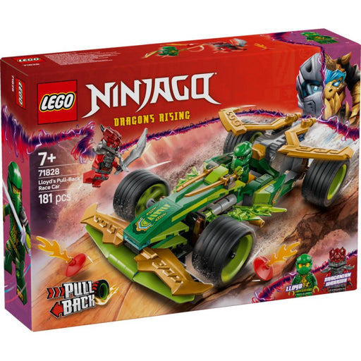 LEGO Ninjago Coche de Carreras de Lloyd 71828 con motor de carga manual, minifigura del Ninja Verde incluida, vehículo verde y negro de acción para niños
