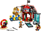 LEGO ONE PIECE Carpa de Circo Buggy 75637 construida mostrando carpa roja transformable, trono de Buggy, trampas circenses, minifiguras y accesorios de 573 piezas
