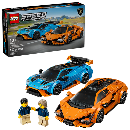 LEGO Speed Champions Lamborghini Revuelto y Huracán STO 77238 - Pack doble de 607 piezas con 2 supercoches y minifiguras conductores
