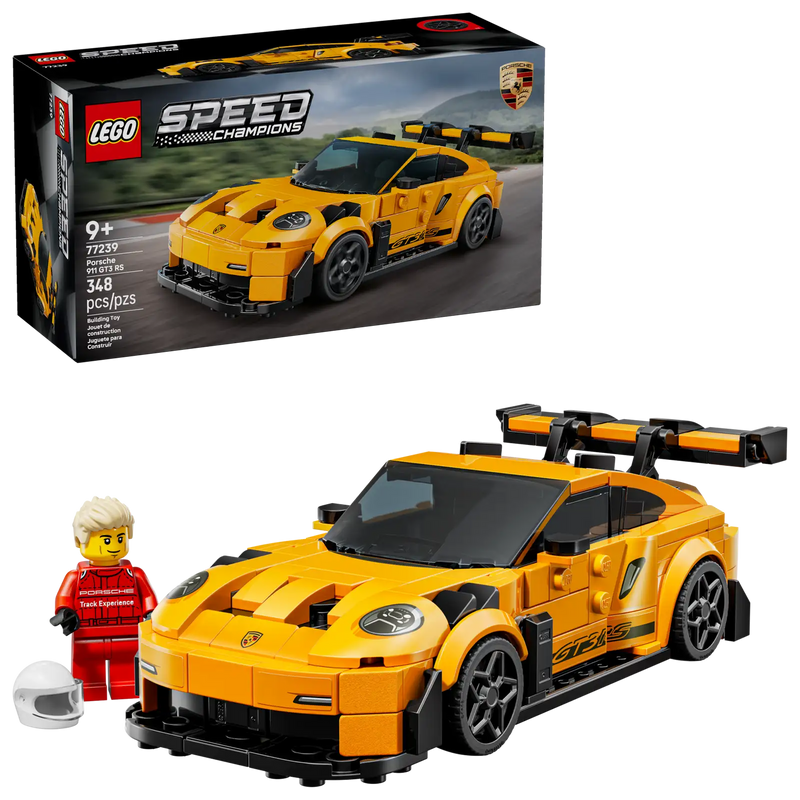 LEGO Speed Champions Porsche 911 GT3 RS 77239 - Maqueta de 348 piezas con alerón trasero, tomas de aire y llantas auténticas
