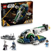 LEGO Star Wars 75433 Nave Estelar de Jango Fett - Comparativa caja y modelo construido de 707 piezas con 3 minifiguras

