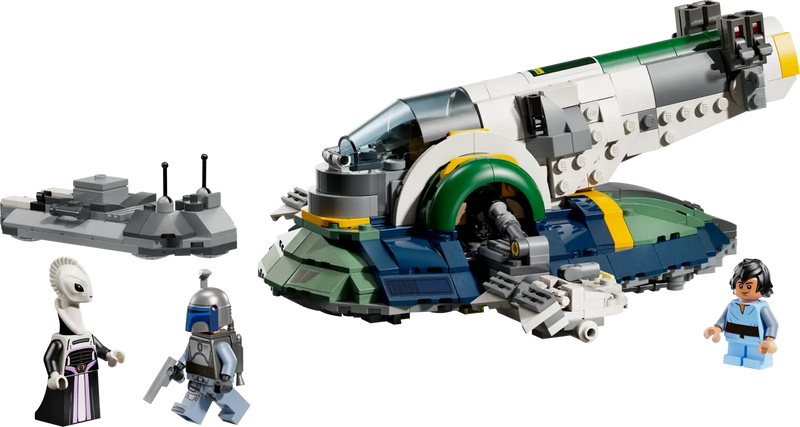 LEGO Star Wars 75433 Nave Estelar de Jango Fett construida - Modelo terminado con detalles de la nave espacial y minifiguras
