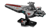 LEGO Star Wars 75441 Crucero Venator vista lateral con torre mando, motores y hangar descubrible
