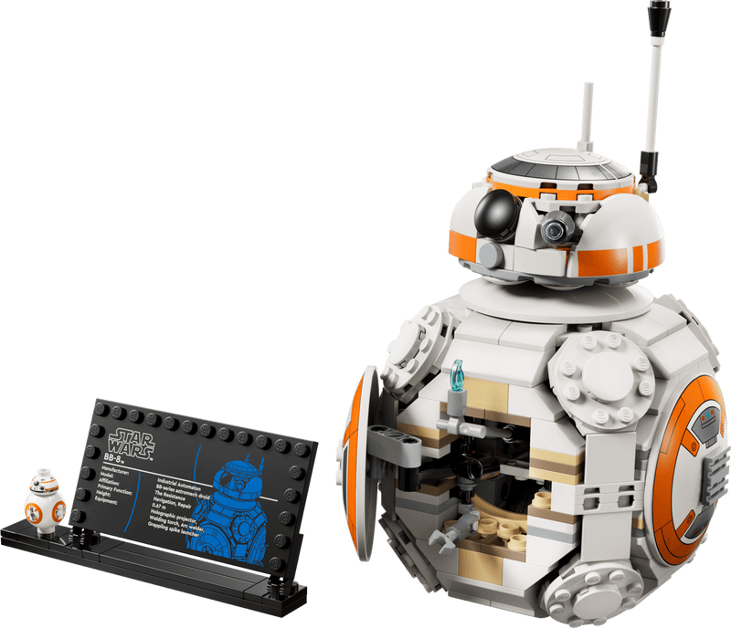 LEGO Star Wars 75452 BB-8 con brazo soplete oculto, placa informativa y minifigura BB-8 tamaño estándar
