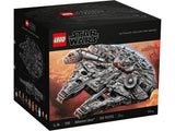 LEGO Star Wars Millennium Falcon 75192 completo con 7541 piezas y 8 minifiguras sobre fondo blanco