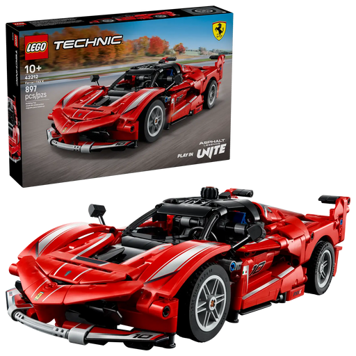 LEGO Technic Ferrari FXX K 42212 - Maqueta supercoche de 897 piezas con puertas mariposa, motor V12 visible y color rojo emblemático
