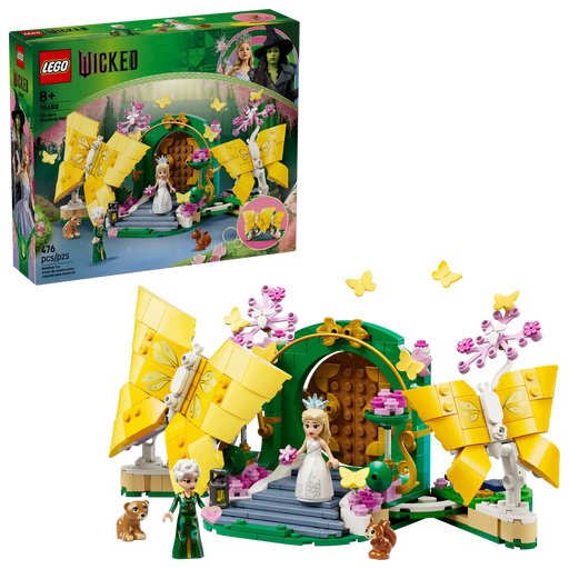 LEGO Wicked Boda de Glinda 75688 con mariposas articuladas cerradas mostrando el diseño decorativo completo del set de 476 piezas para mayores de 8 años
