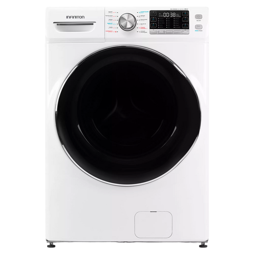 Lavadora Infiniton WM-H180DBM de 18kg con carga frontal, acabado blanco, panel de control Full Touch y tecnología INVERTER para lavado eficiente
