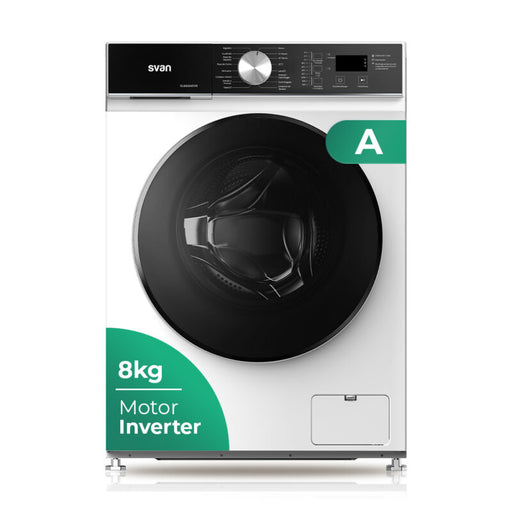 Lavadora Svan SL8202AIDV de 8kg con motor inverter, carga frontal, display LED digital y eficiencia energética A+++, ideal para familias con 15 programas de lavado
