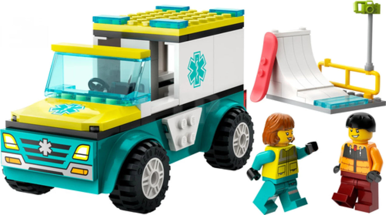 Lego City Emergency Ambulance and Boy with Snowboard (60403)