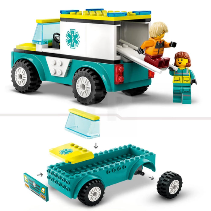 Lego City Emergency Ambulance and Boy with Snowboard (60403)
