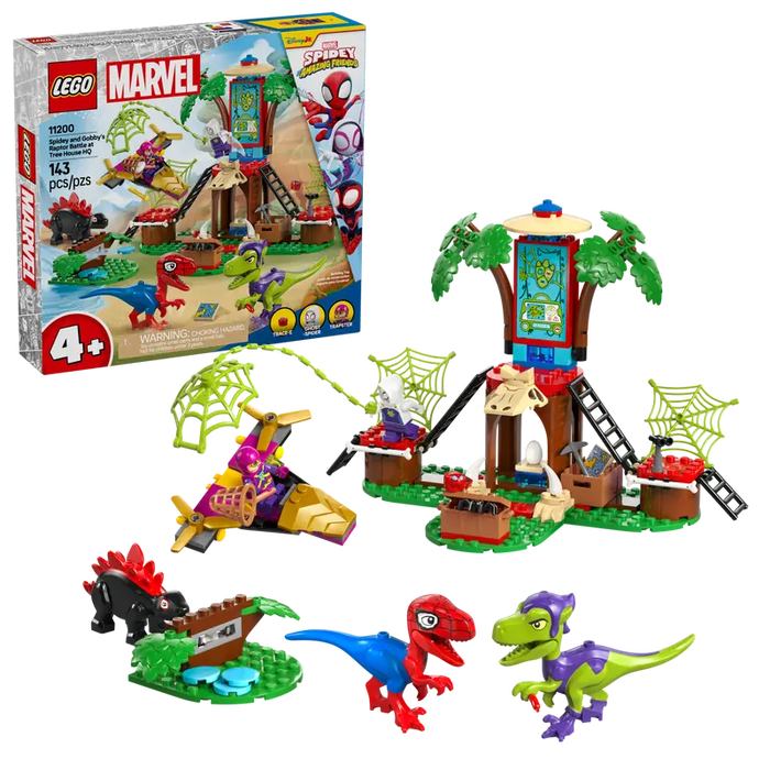 Lego Spidey y Gobby: Batalla de Raptores en la Base de la Casa del Árbol (11200)