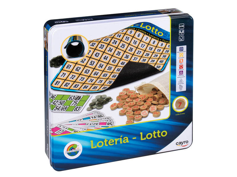 Cayro Lotería Metal Box 100% Madera FSC - Juego Tradicional CAYRO-757