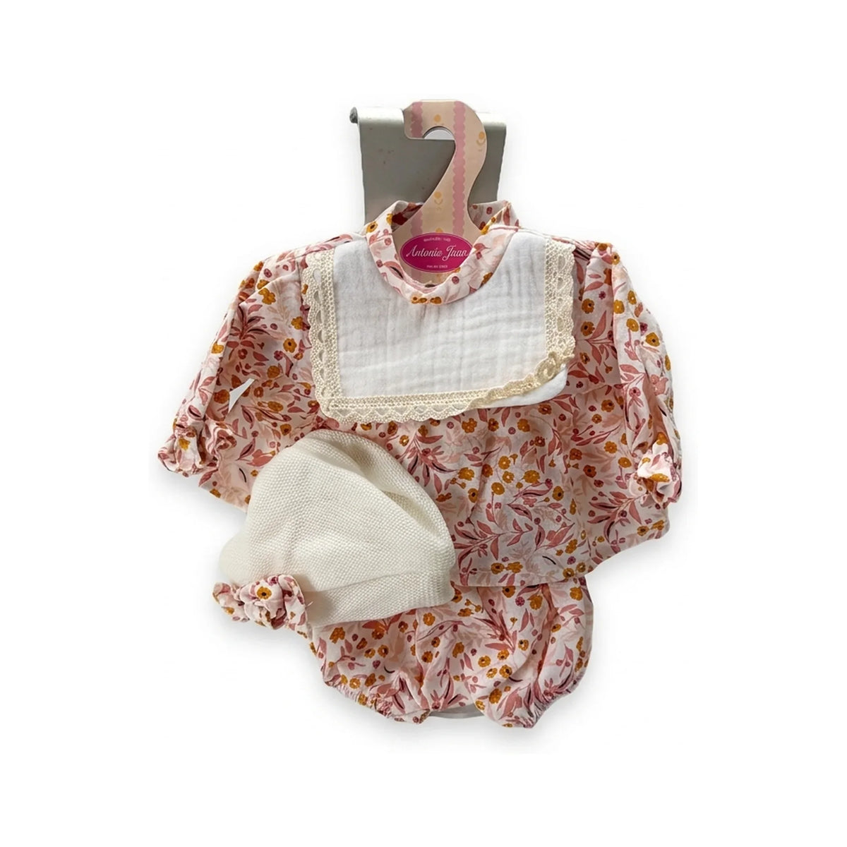 Conjunto floral rosa y gorro blanco 33cm Antonio Juan · 91033-59 ...