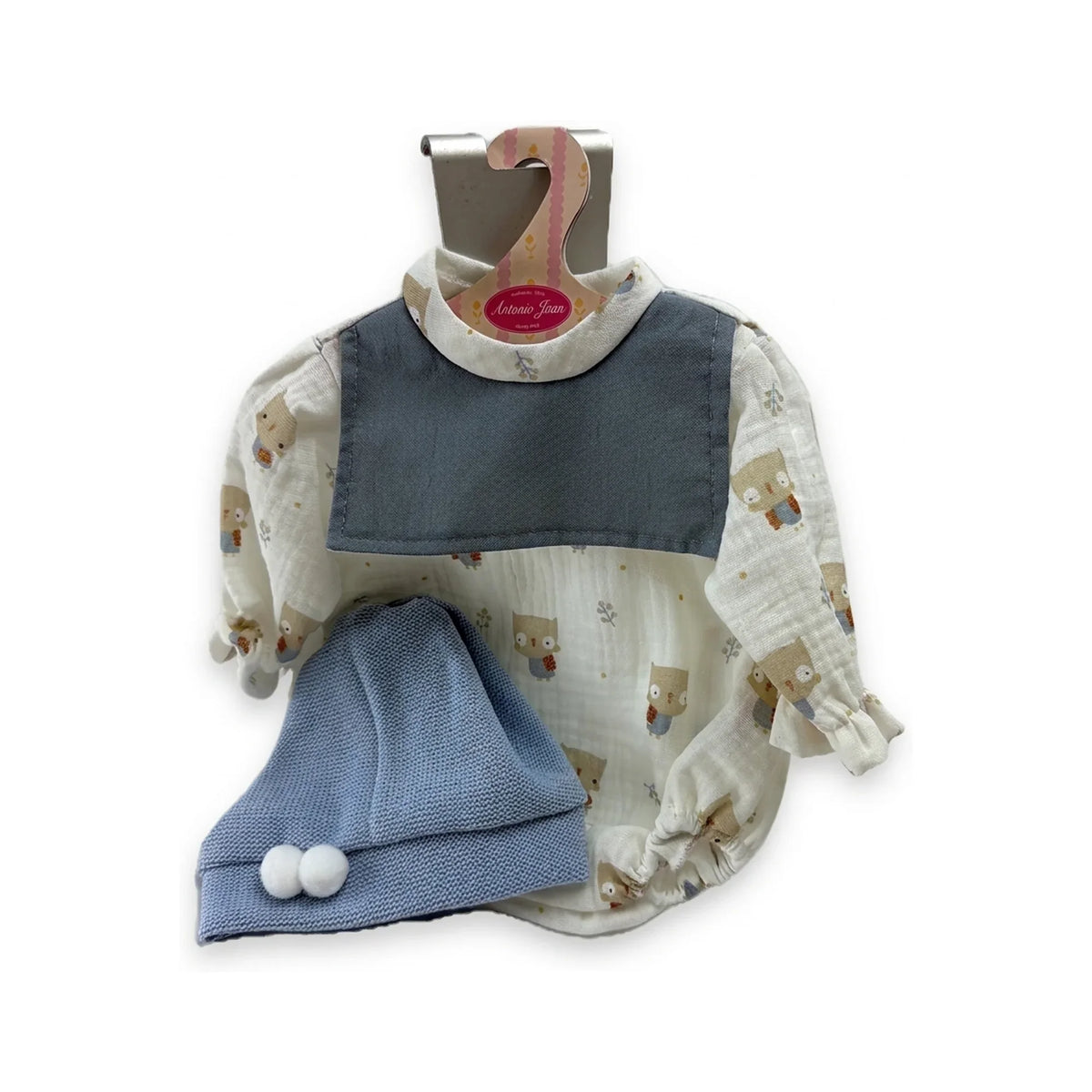 Pelele búhos con gorro azul 42cm Antonio Juan · 91042-94 | Híper Ocio