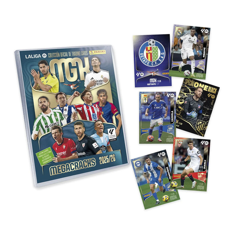 MEGAPACK MEGACRACKS 2025/26 de Panini - Super pack coleccionista con archivador, sobres de cartas, cards exclusivas y checklist completo de jugadores de LaLiga
