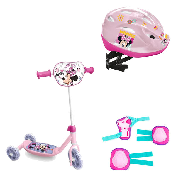 Pack Patinete 3 Ruedas Minnie + Casco Minnie + Protecciones