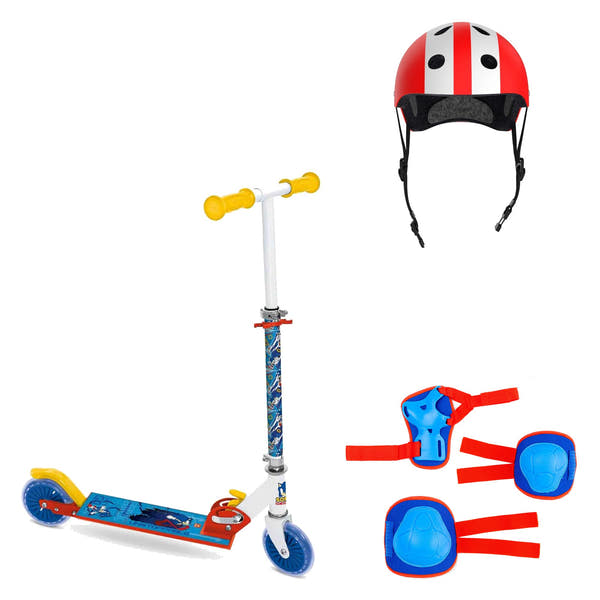 Pack Patinete Sonic + Casco Infantil + Protecciones