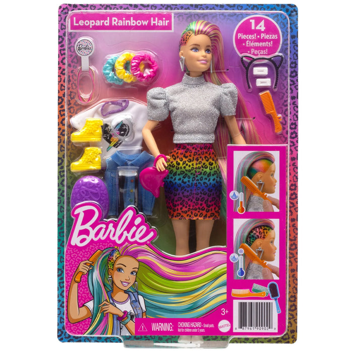 Mattel Barbie Mechas Arcoiris y Estilo Leopardo (GRN81)