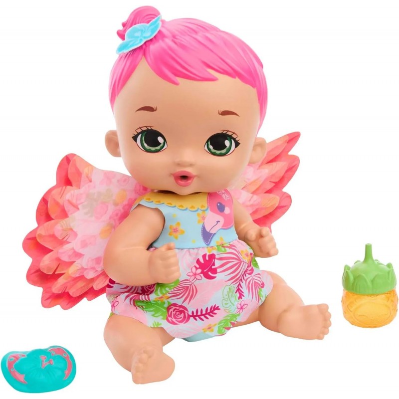 Mattel My Garden Baby Flamingo Rosa Bebe y Hace Pipí (HPD12)