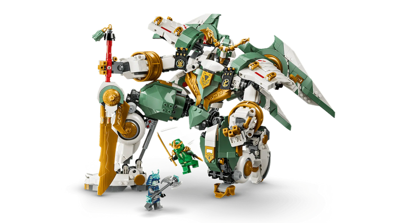 Meca LEGO 71860 verde blanco dorado espada escudo minifiguras Lloyd Grimfax
