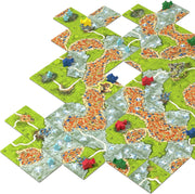 Meeples fantasmas y losetas del juego desplegadas en una partida

