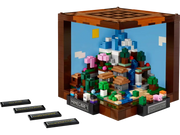 Mesa de Trabajo LEGO Minecraft 21265 con herramientas, pico y elementos interactivos del juego
