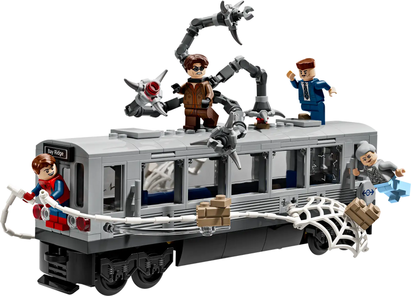 Minifiguras LEGO Marvel 76321: Spider-Man con cabezas intercambiables, Doc Ock con tentáculos articulados, J. Jonah Jameson y Tía May
