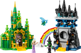 Minifiguras LEGO Wicked Glinda y Elphaba con primer mono volador de la línea Wicked, arcoíris construible multicolor y accesorios mágicos del set Emerald City y Castillo de Kiamo Ko 75689
