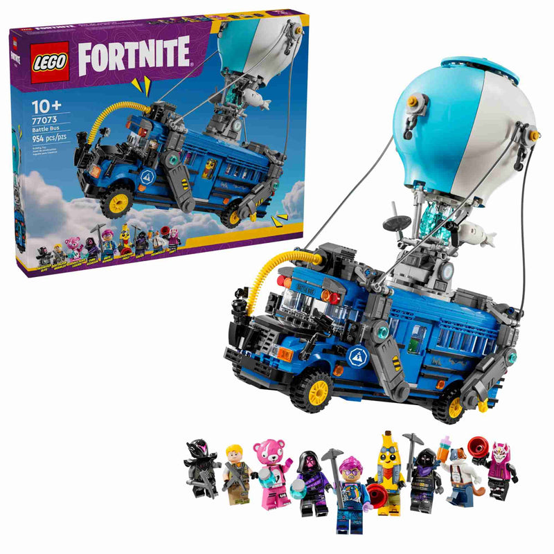 Minifiguras exclusivas incluidas en el set LEGO Fortnite 77073 Autobús de Batalla con personajes del videojuego, accesorios y detalles auténticos listos para recrear partidas épicas
