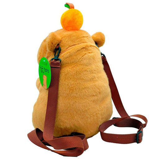 Mochila Peluche Capibara 3D 30 cm - Vista trasera con correas ajustables
