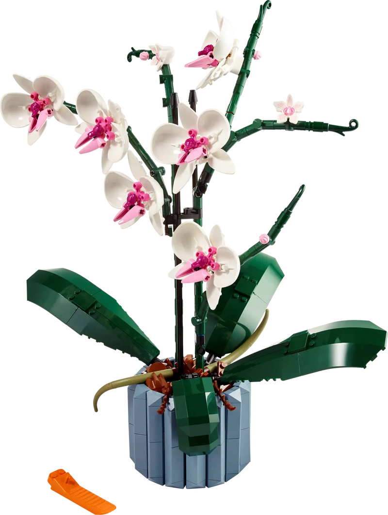 Modelo LEGO de orquídea en maceta, ideal para regalar