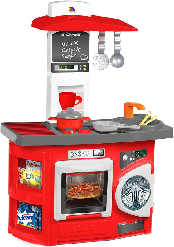 Moltó Mini Kitchen 13154 - Cocina de juguete completa con horno, microondas, fregadero y 12 accesorios para niños +3 años
